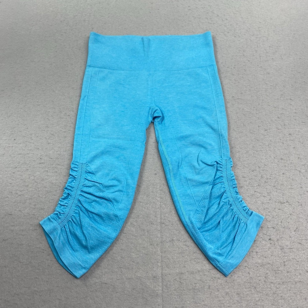 Lululemon Pants Womens 6 Blue The Flow Crop II Leggings Ruched Heathered Yogo